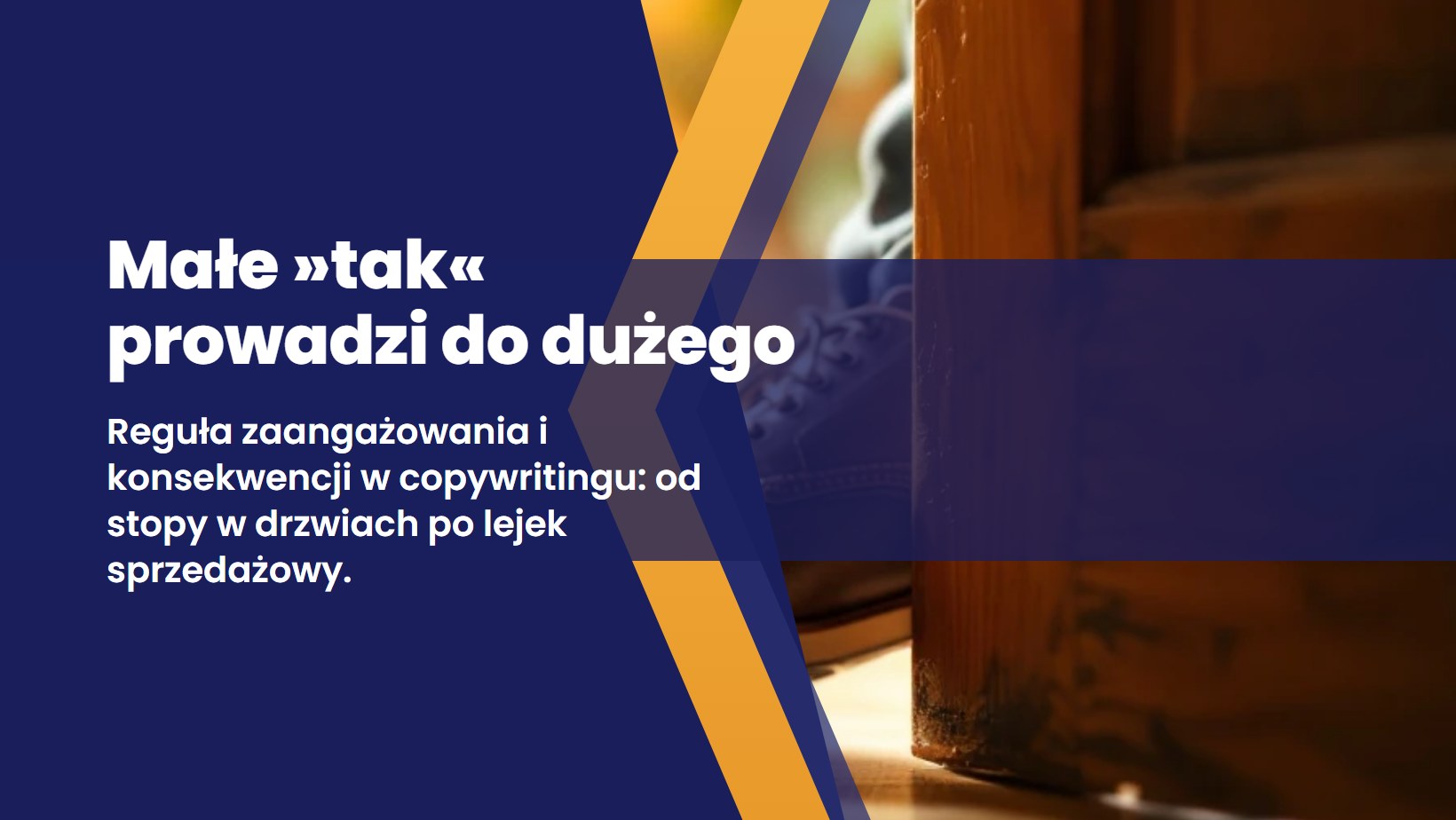 uchylone drzwi z wsunieta stopa w progu, symbol techniki stopy w drzwiach i reguly zaangazowania w copywritingu