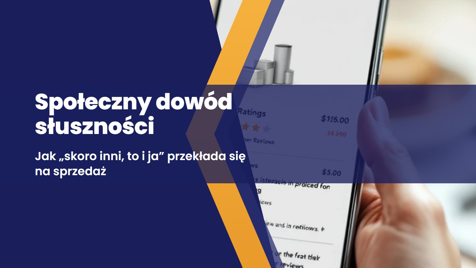 ekran sklepu internetowego z gwiazdkami oceny, licznikiem kupujacych i recenzjami klientow jako przyklad spolecznego dowodu slusznosci