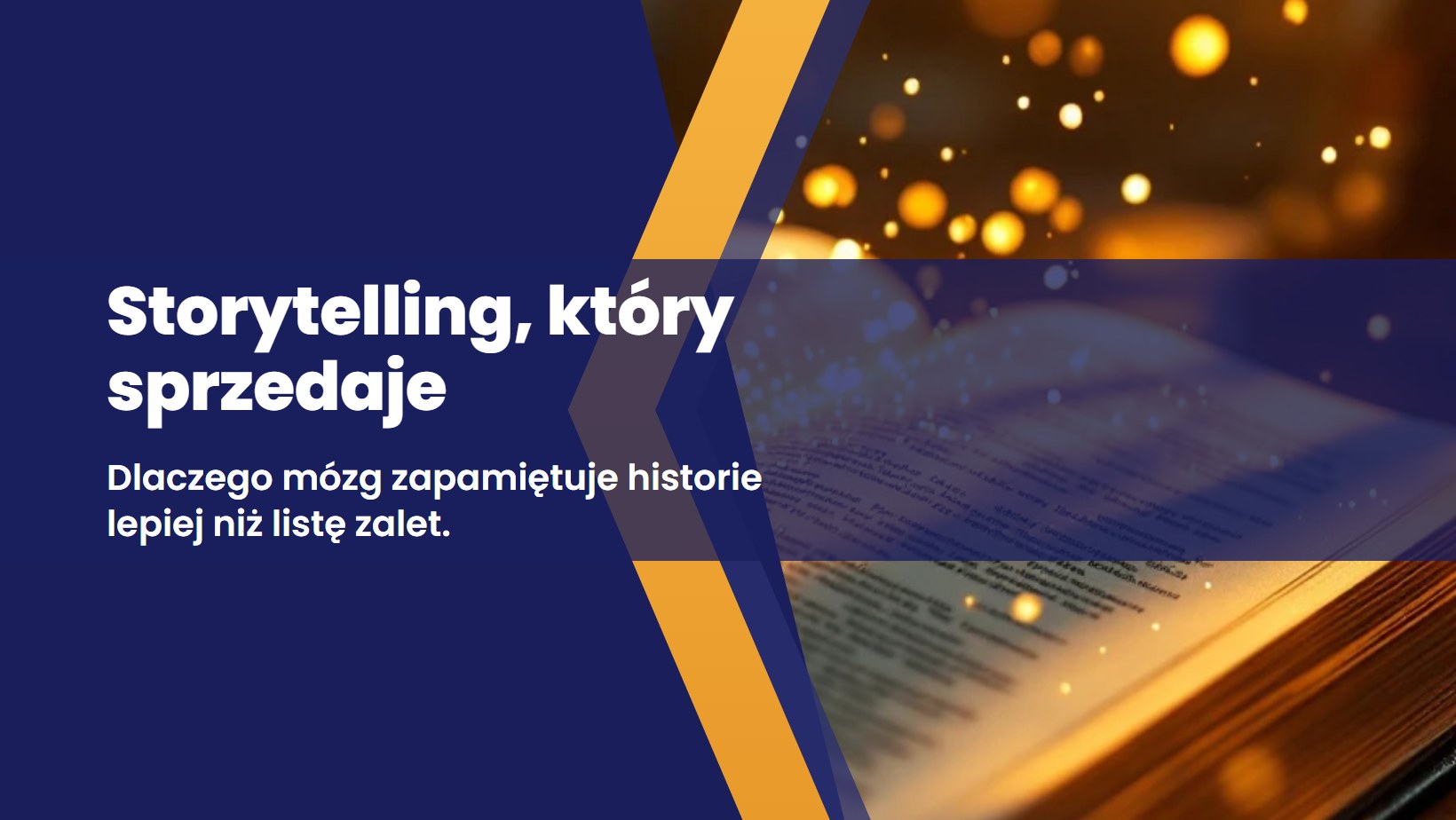 otwarta ksiazka z ktorej unosza sie swietlne czastki, symbol opowiesci marki
